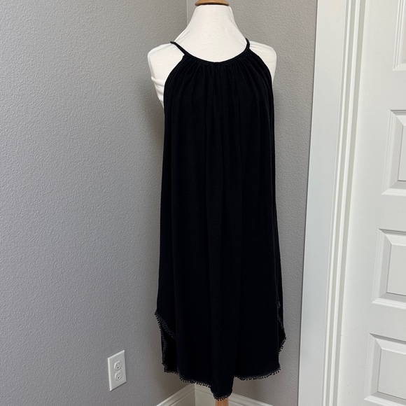 Heidi Merrick swim coverup dress black one size Grecian style halter - Picture 1 of 5